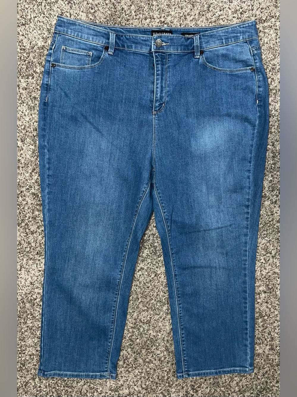 Susan Graver Petite Stretch Denim Straight Leg Crop Jean! Size 18WP.